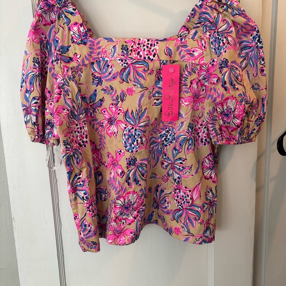 NWT Lilly Pulitzer Torrey Stretch Cotton Top - Picture 2 of 6